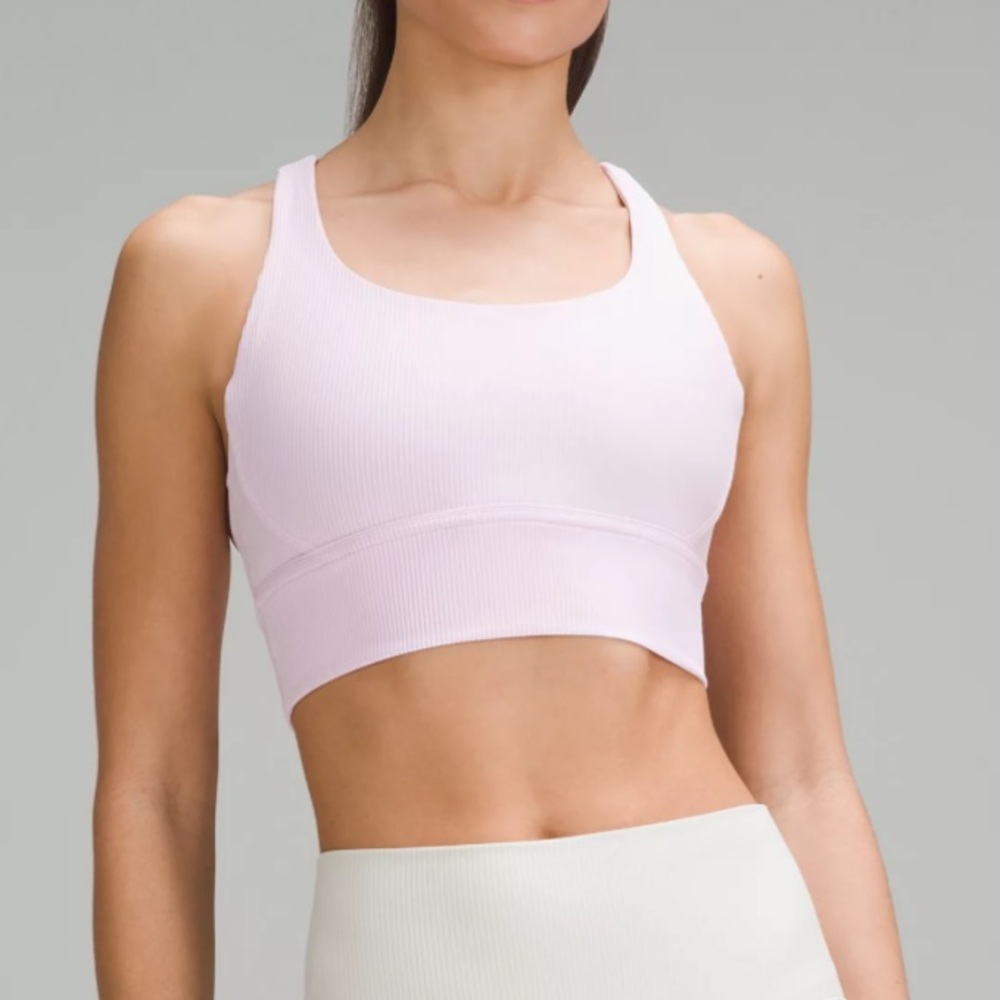 lululemon Energy Longline Ribbed Bra Medium Support, B-D Cups Meadowsweet Pink